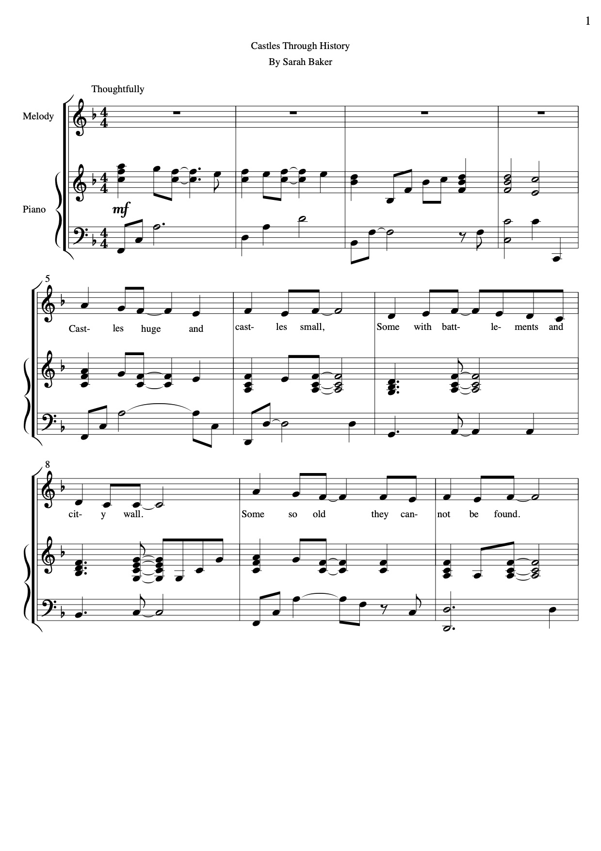 Castles Through History score example