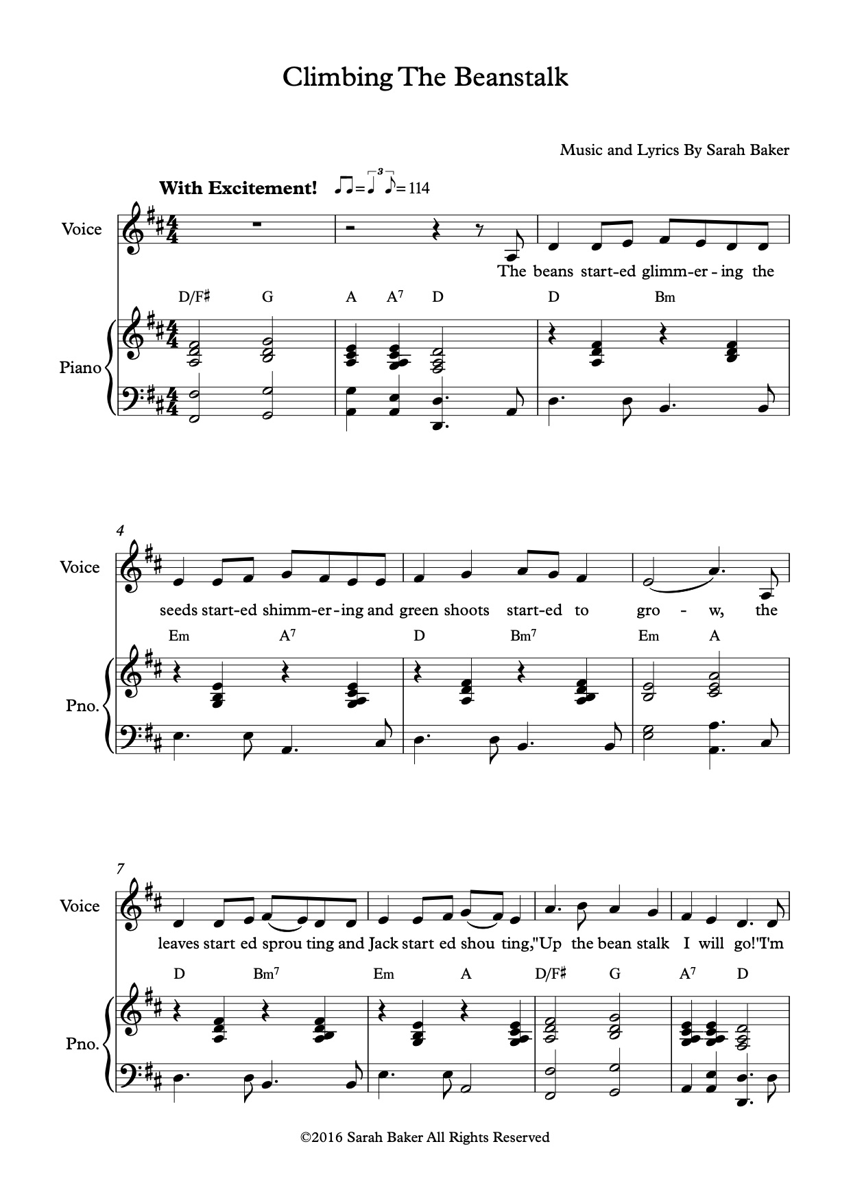 Climbing The Beanstalk score example