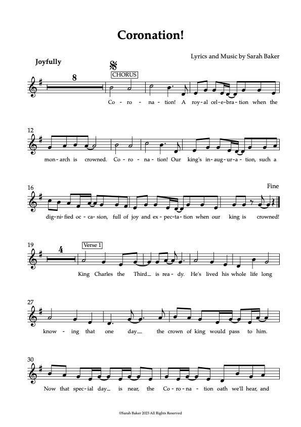 Coronation! score example