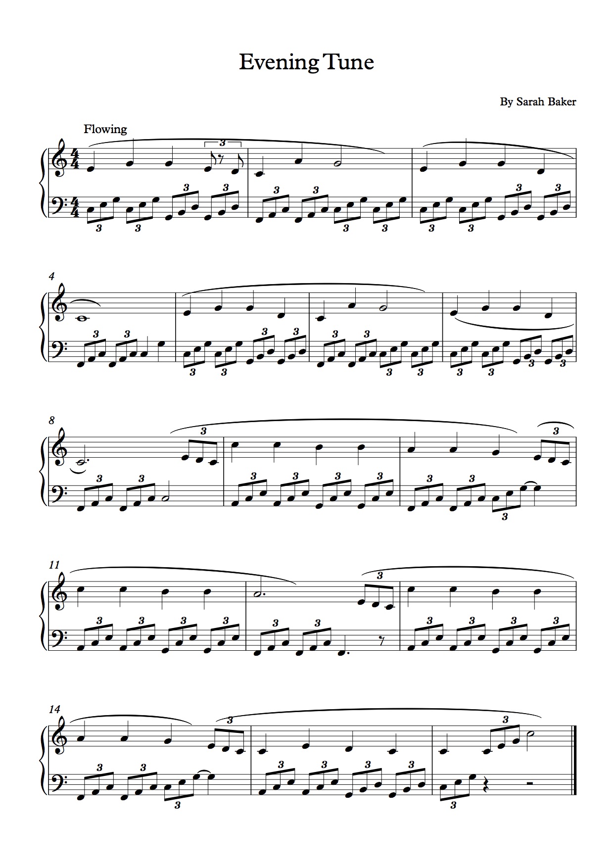 Evening Tune score example