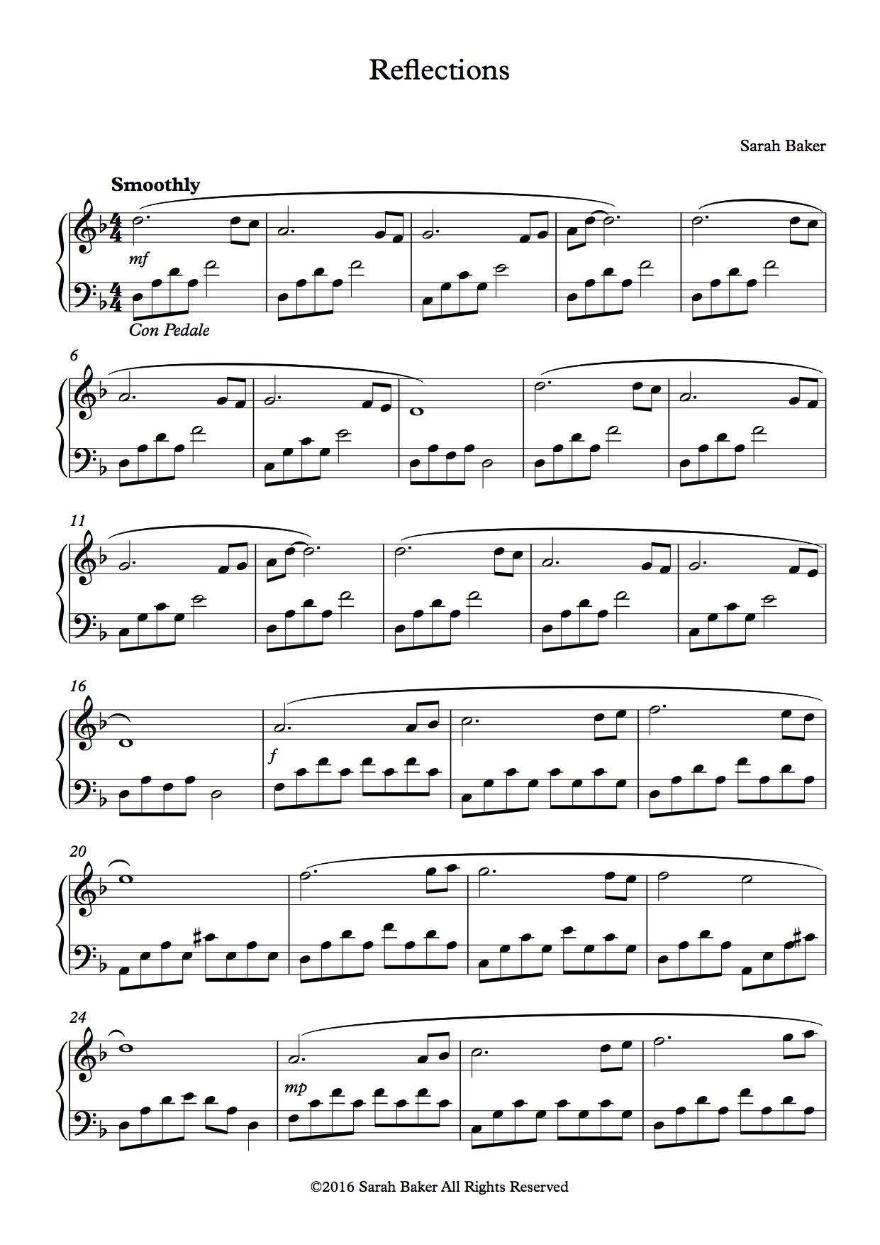 Reflections score example