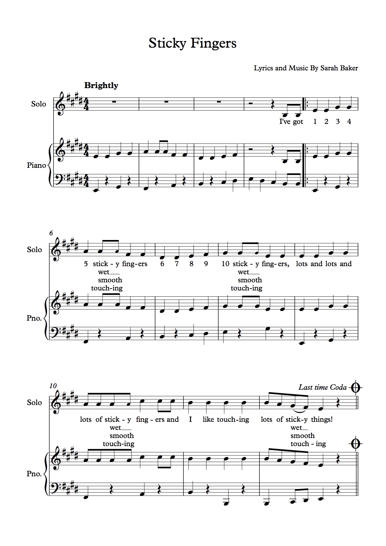 Sticky Fingers score example