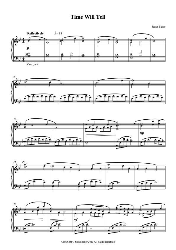 Time will tell score example